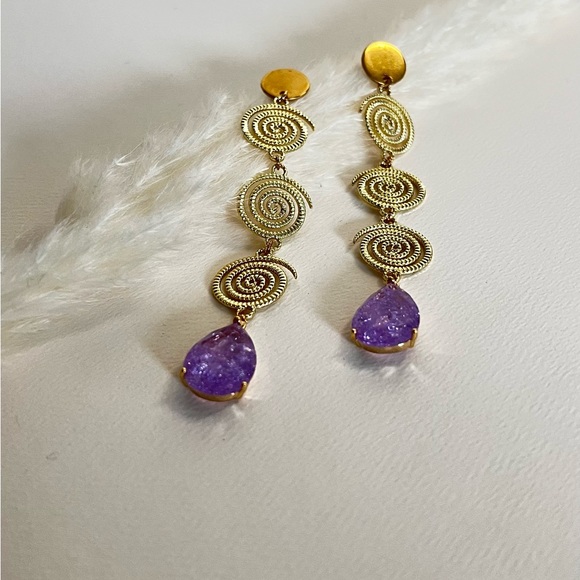 Elegant Art Deco-Inspired Dangle Statement Earrings- Gown Stylish Earrings - Picture 5 of 12